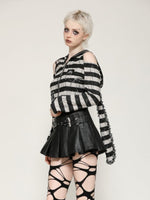 DARK IN LOVE TW558 PRISON BUNNY STRIPED CROP TOP