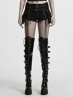 PUNK RAVE DENIM SHORTS WITH DETACHABLE POCKETS WK-705NDF