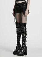 PUNK RAVE DENIM SHORTS WITH DETACHABLE POCKETS WK-705NDF