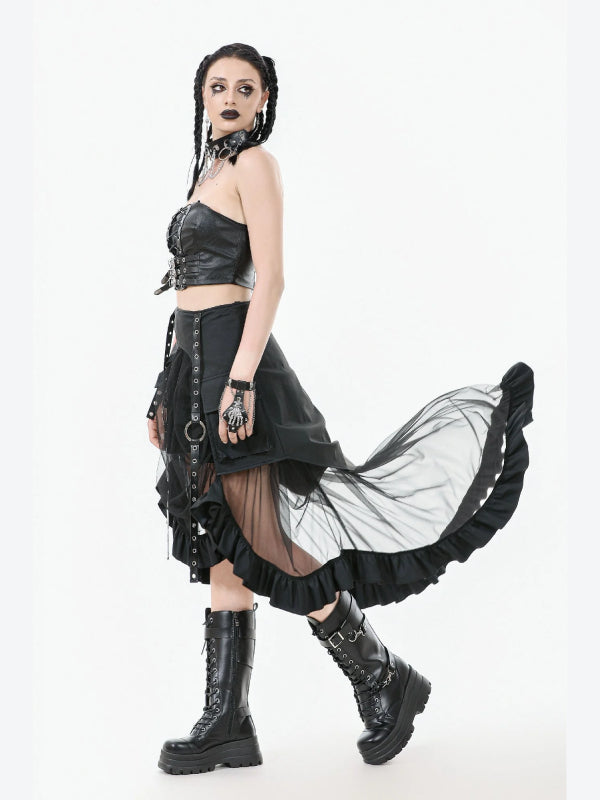 DARK IN LOVE KW385 STUDDED SKIRT MESH