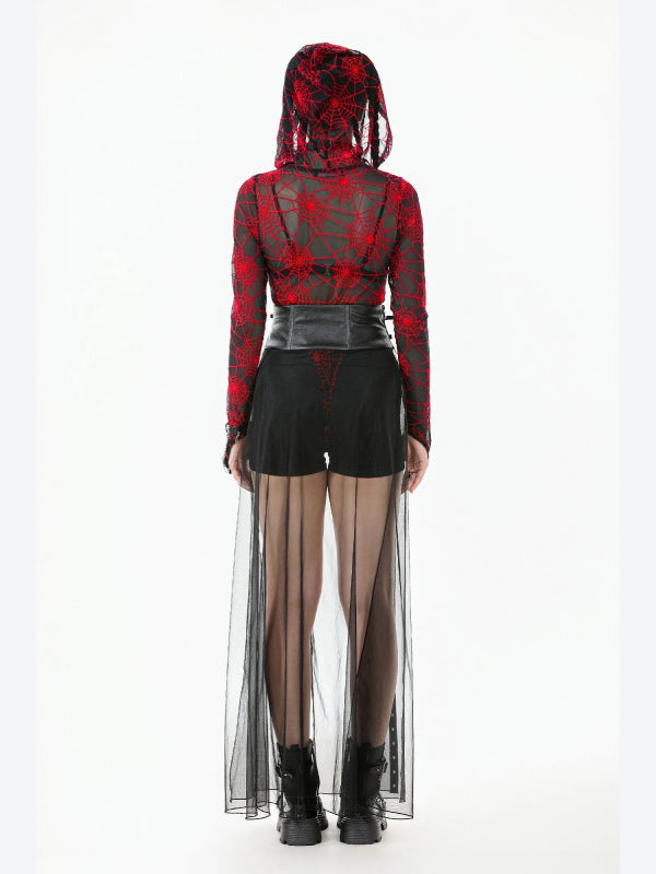 DARK IN LOVE KW403 FAUX LEATHER MESH MAXI SKIRT