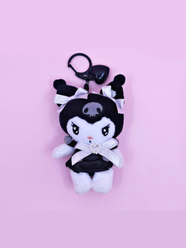
            
                Load image into Gallery viewer, LIMITED - SANRIO BLACK HEART RIBBON PLUSH KEYRING
            
        