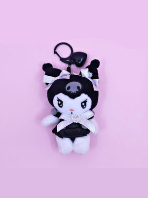 LIMITED - SANRIO BLACK HEART RIBBON PLUSH KEYRING
