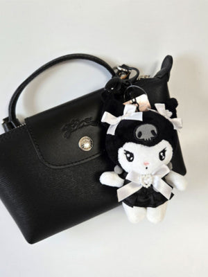 LIMITED - SANRIO BLACK HEART RIBBON PLUSH KEYRING