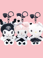 LIMITED - SANRIO BLACK HEART RIBBON PLUSH KEYRING