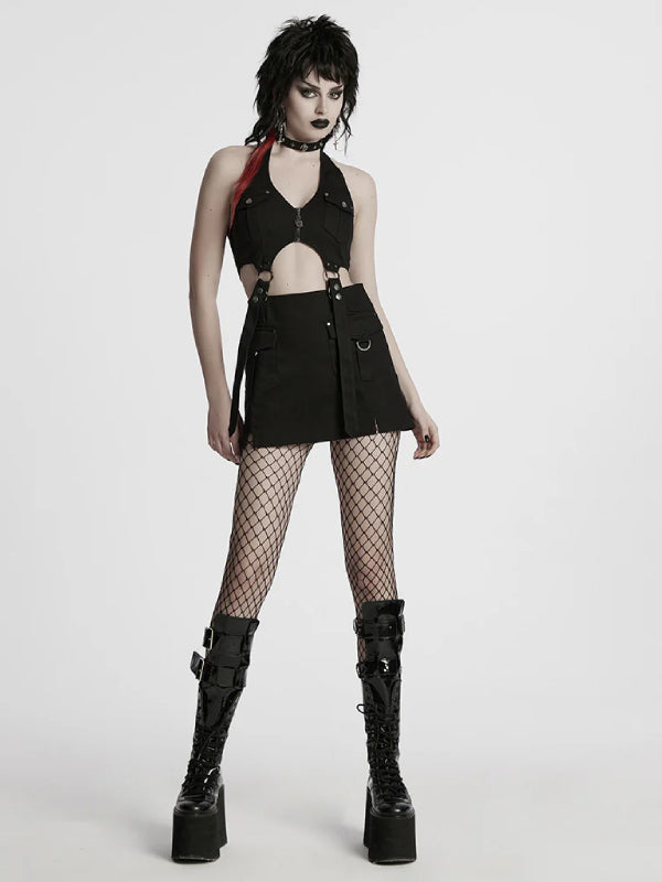 PUNK RAVE TECH WEAR HALTER DRESS WQ-846LQF