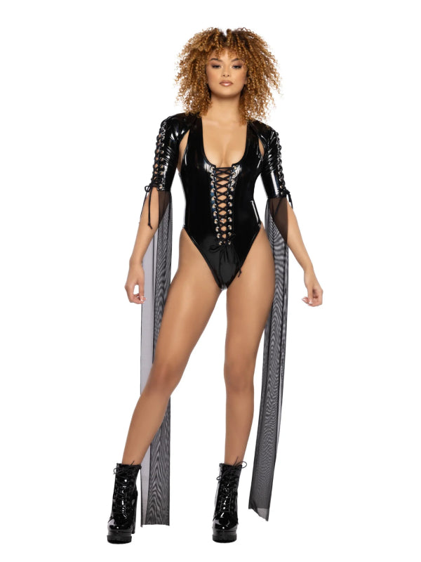 J VALENTINE PVC LACE UP MESH FLOOR LENGHT SHRUG JR101