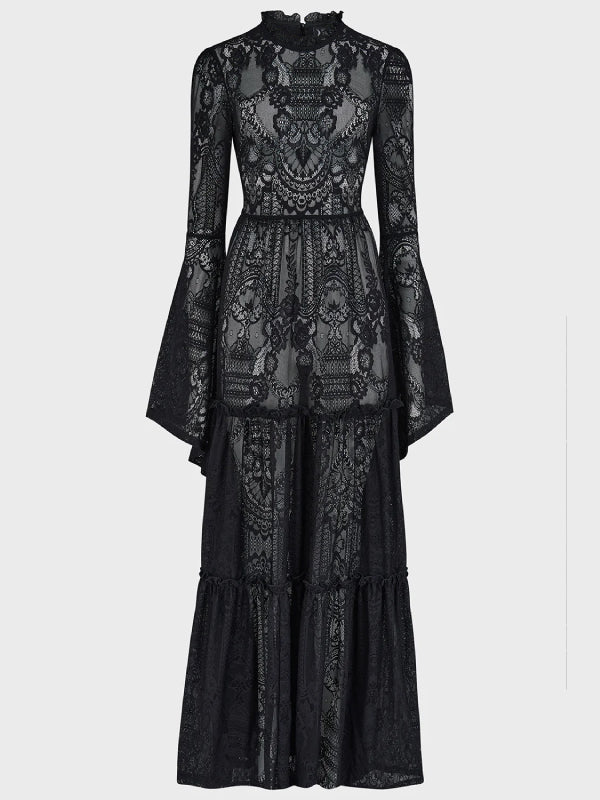 KILLSTAR HECATE LACE MAXI DRESS BLACK