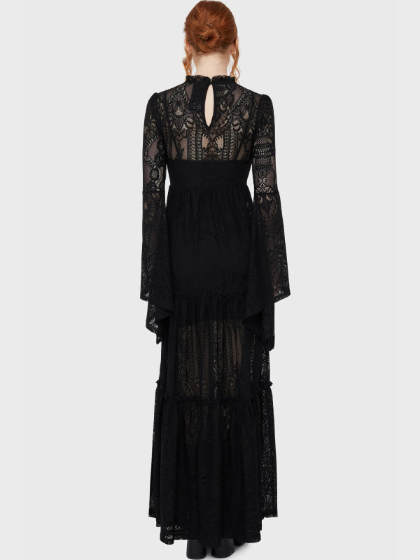 KILLSTAR HECATE LACE MAXI DRESS BLACK