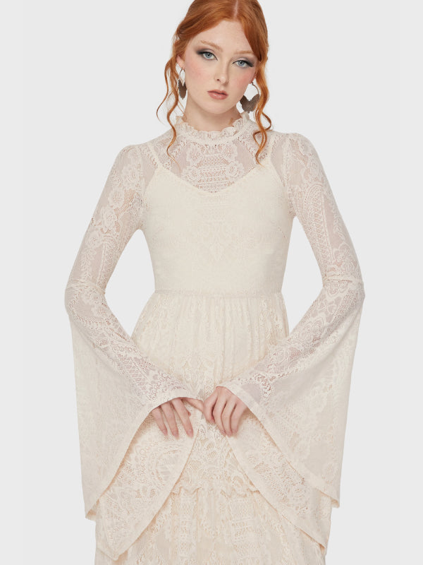 KILLSTAR HECATE LACE MAXI DRESS IVORY