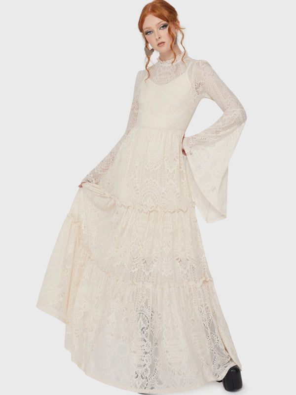 KILLSTAR HECATE LACE MAXI DRESS IVORY