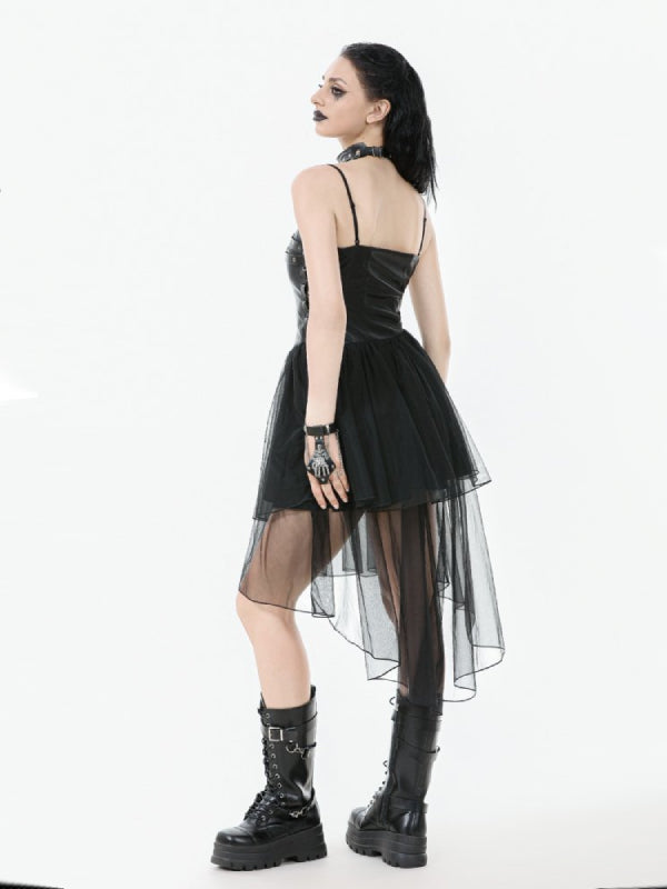 DARK IN LOVE DW1105 FAUX LEATHER & MESH DRESS