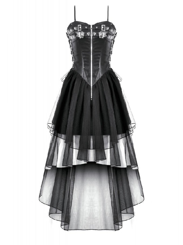 DARK IN LOVE DW1105 FAUX LEATHER & MESH DRESS