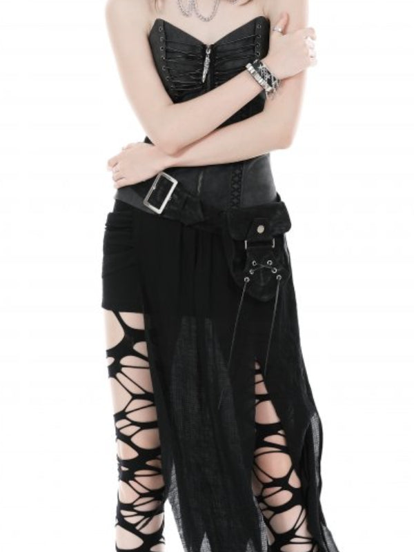 DARK IN LOVE ABT003 FAUX SUEDE BELT WITH BAG