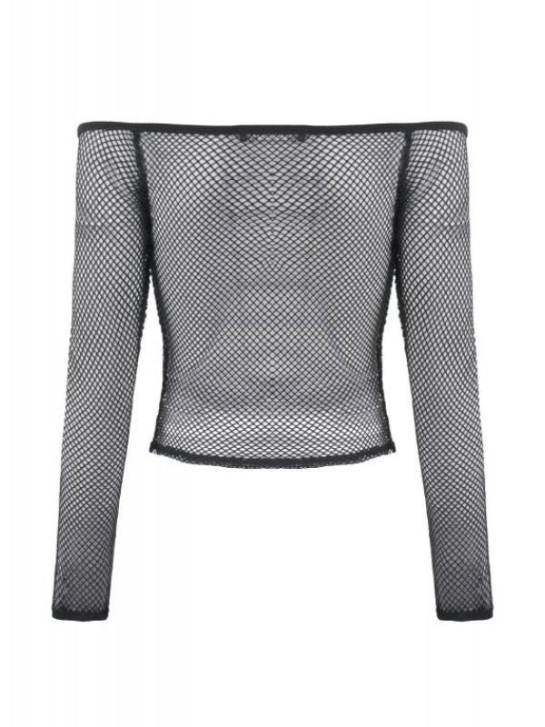 DARK IN LOVE TW671 OFF SHOULDER FISHNET TOP