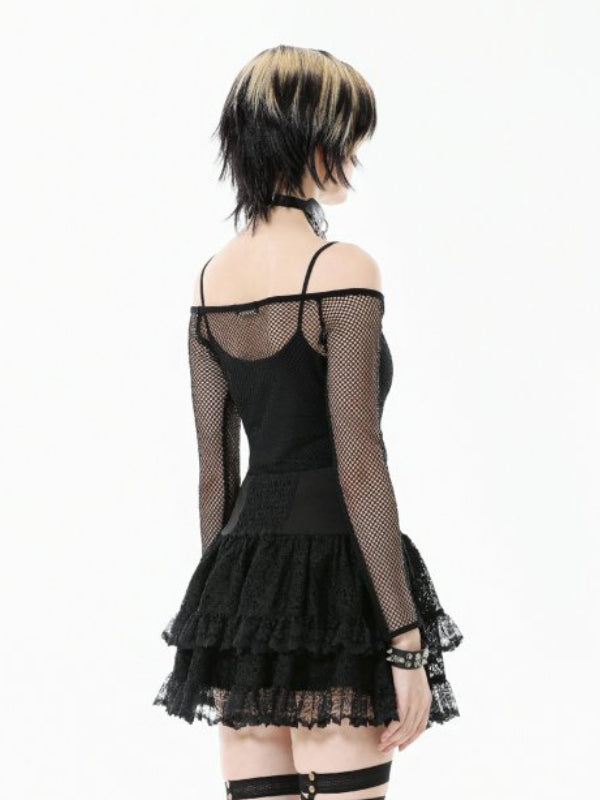 DARK IN LOVE TW671 OFF SHOULDER FISHNET TOP