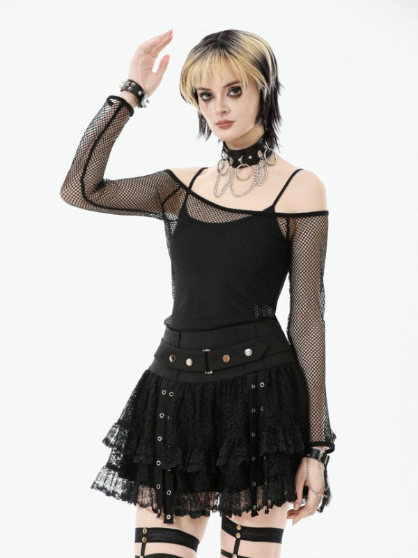 DARK IN LOVE TW671 OFF SHOULDER FISHNET TOP