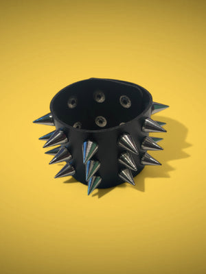 EXIT BRACELET 3 ROW SPIKES BLACK