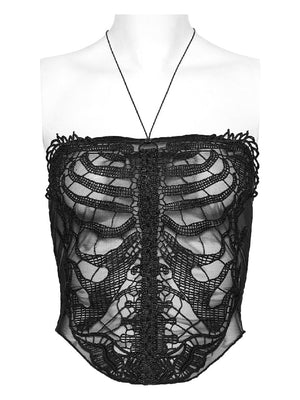 PUNK RAVE SKELLETON LACE TOP WT-881DDF