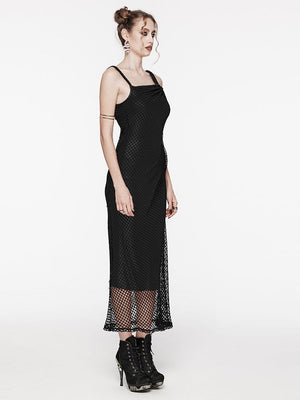 PUNK RAVE MESH SATIN MAXI DRESS BLACK OQ-721DQF