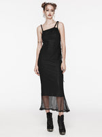 PUNK RAVE MESH SATIN MAXI DRESS BLACK OQ-721DQF