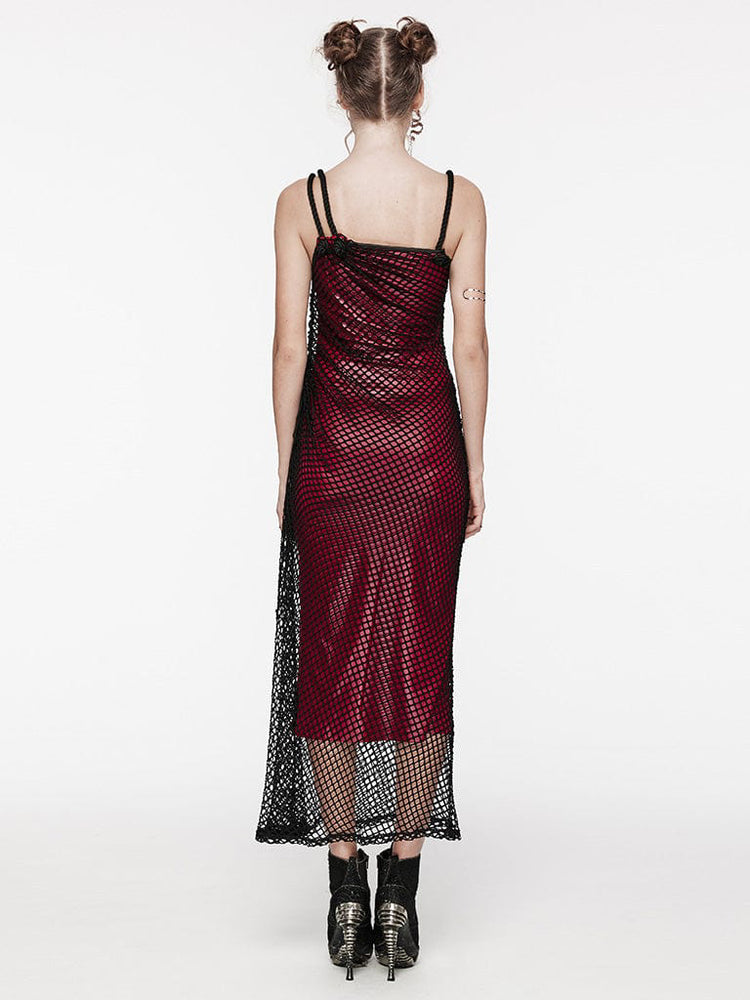 
            
                Load image into Gallery viewer, PUNK RAVE MESH SATIN MAXI DRESS RED OQ-721DQF
            
        