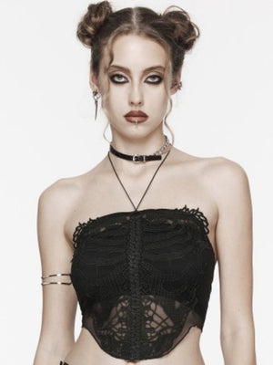 PUNK RAVE SKELLETON LACE TOP WT-881DDF