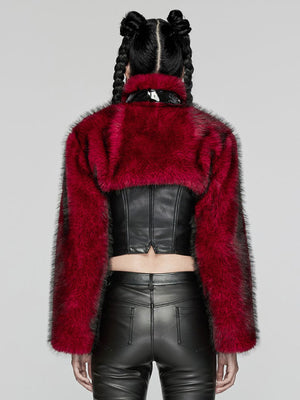 Red cropped fur coat new arrivals