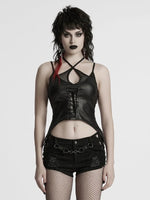 PUNK RAVE VINYL LACE UP TANK TOP WT-984BXF