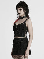 PUNK RAVE RIPPED BLACK DENIM CORSET TOP WT-987DQF