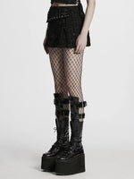 PUNK RAVE RIPPED BLACK DENIM SKIRT WQ-849DQF