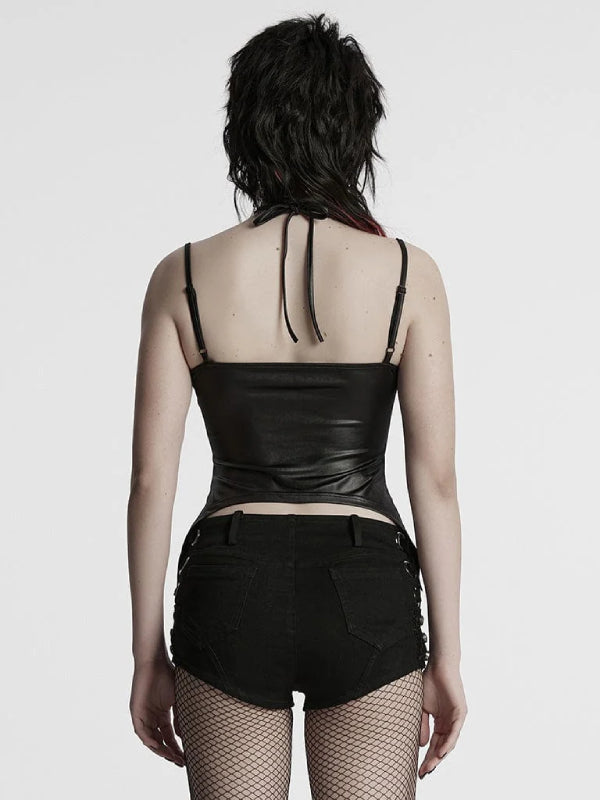 
            
                Load image into Gallery viewer, PUNK RAVE VINYL LACE UP TANK TOP WT-984BXF
            
        