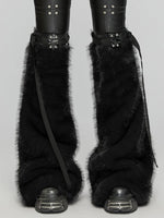 PUNK RAVE FAUX FUR LEG WARMERS BLACK WS-672JTF