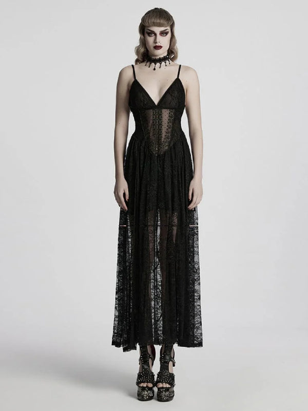 PUNK RAVE LACE MAXI SLIP DRESS WQ-835LQF
