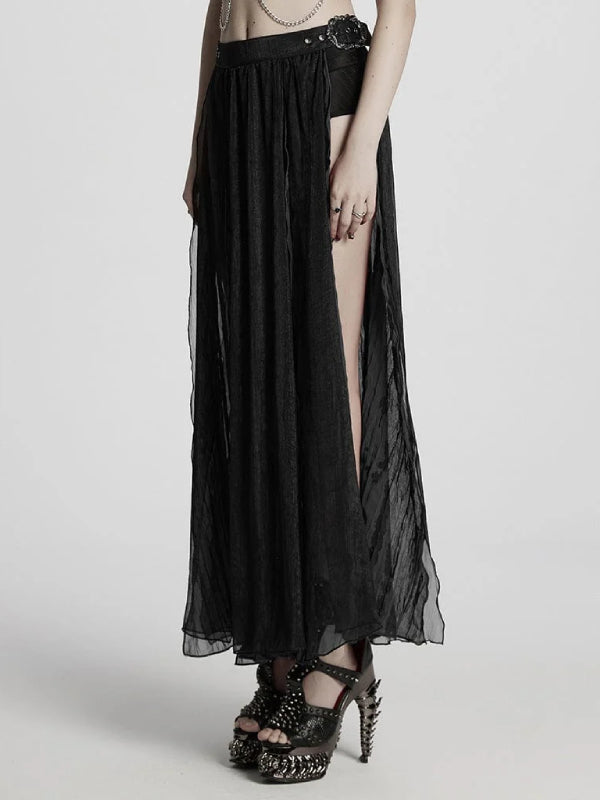 PUNK RAVE CHIFFON MAXI SKIRT WQ-861BQF