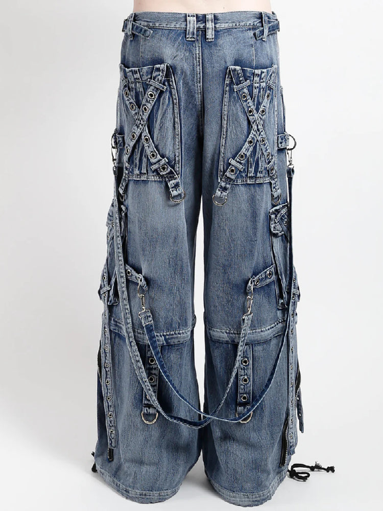 
            
                Load image into Gallery viewer, TRIPP NYC X-STRAP PANT FOG WASH INDIGO DENIM JM7144
            
        