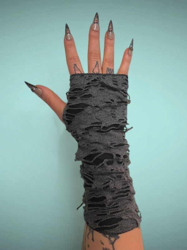 DISTRESSED FINGERLESS GLOVES