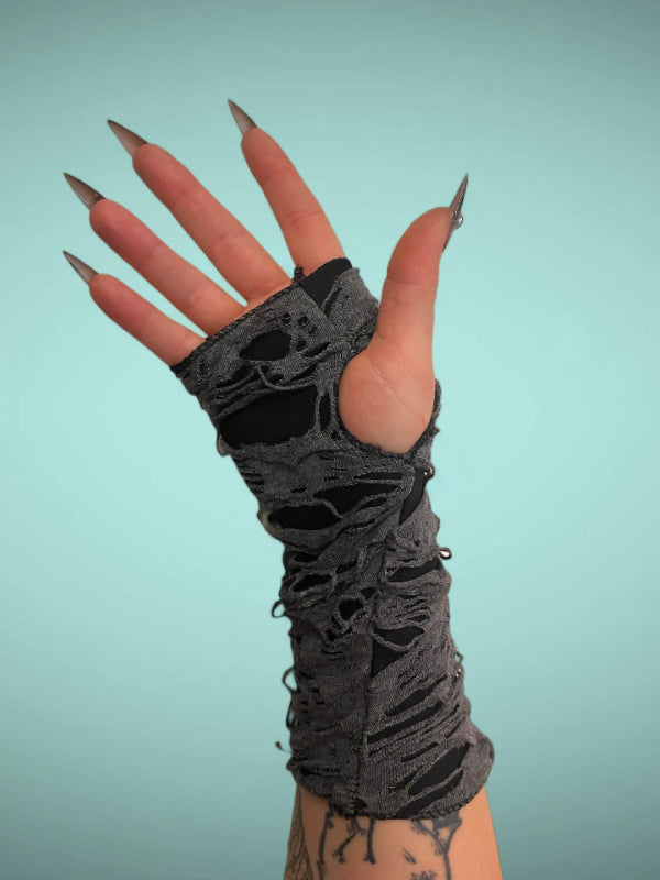 DISTRESSED FINGERLESS GLOVES