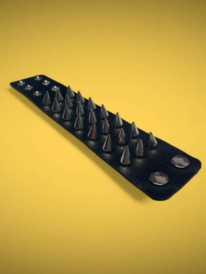 EXIT BRACELET 3 ROW SPIKES BLACK