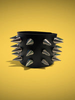 EXIT BRACELET 3 ROW SPIKES BLACK