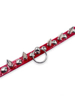FUNK PLUS CHOKER WITH ROUND STUDS SPIKES AND RING RED FCK446