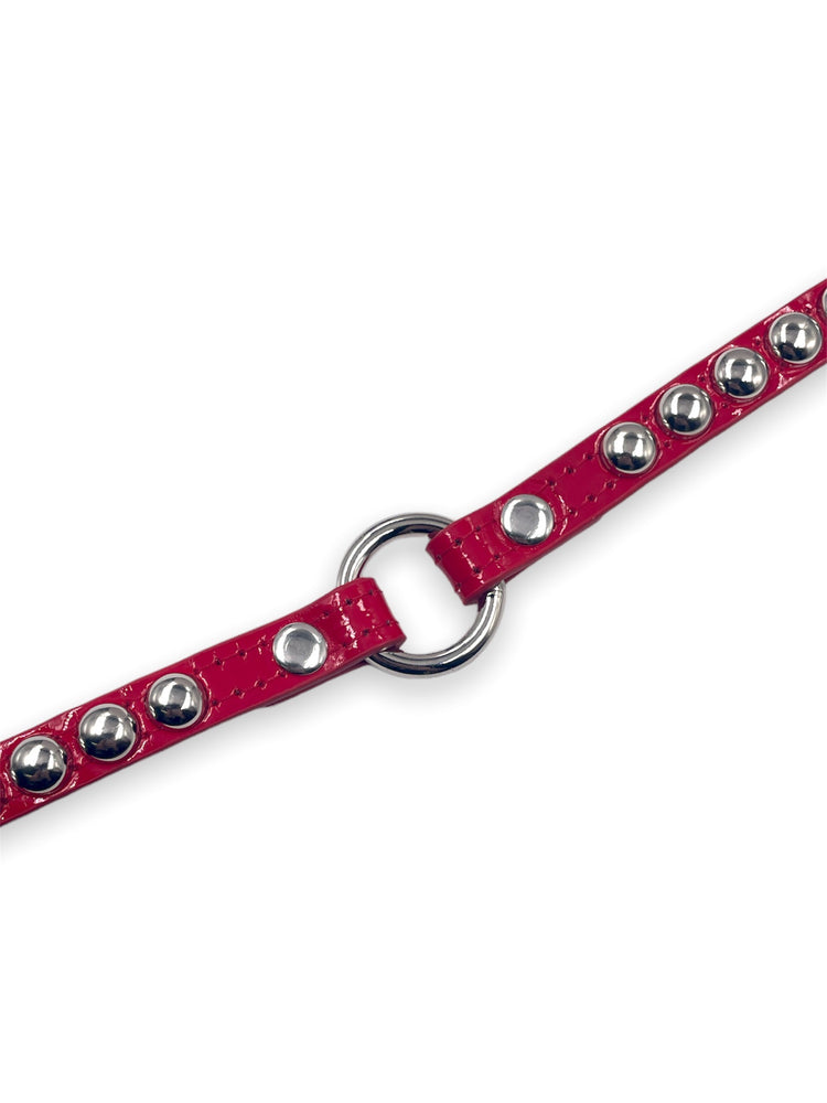 
            
                Load image into Gallery viewer, FUNK PLUS SMALL RED CHOKER WITH RING AND ROUND STUDS
            
        