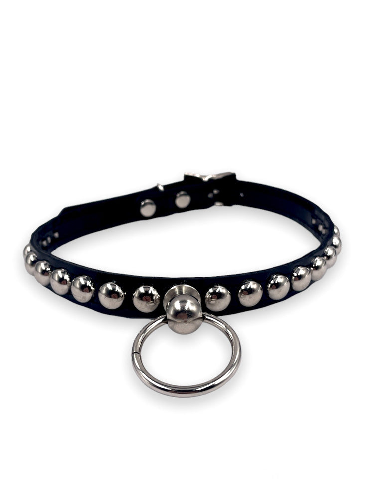 FUNK PLUS WIDE CHOKER WITH HANGING RING AND ROUND STUDS  VEGAN FCK448