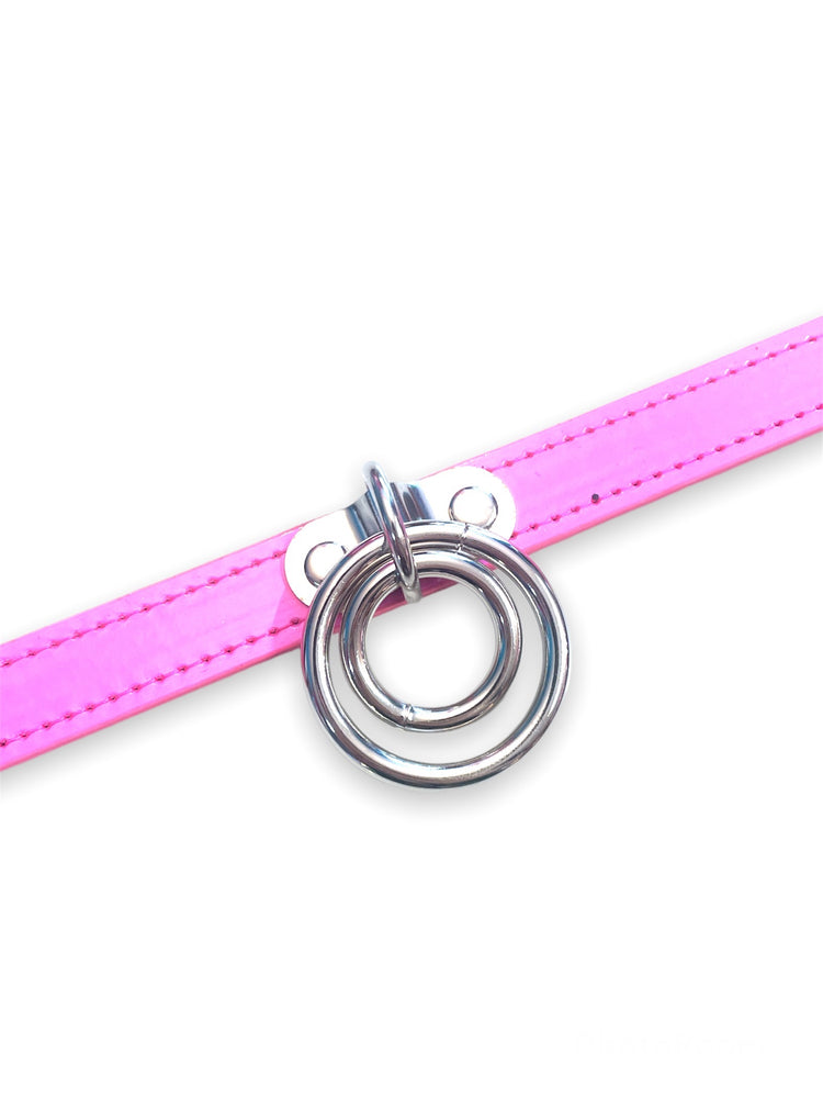 FUNK PLUS HOLO PINK DOUBLE O RING CHOKER FC264