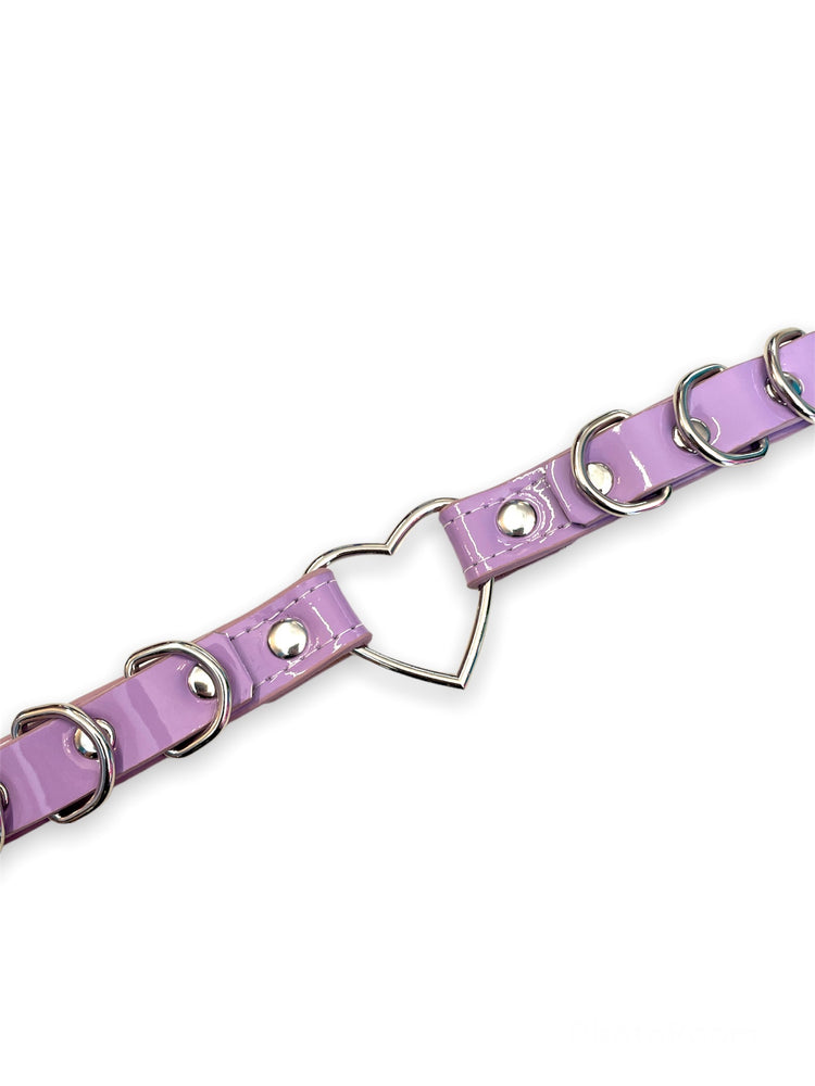 FUNK PLUS LILAC HEART D RING CHOKER STITCHED FC365