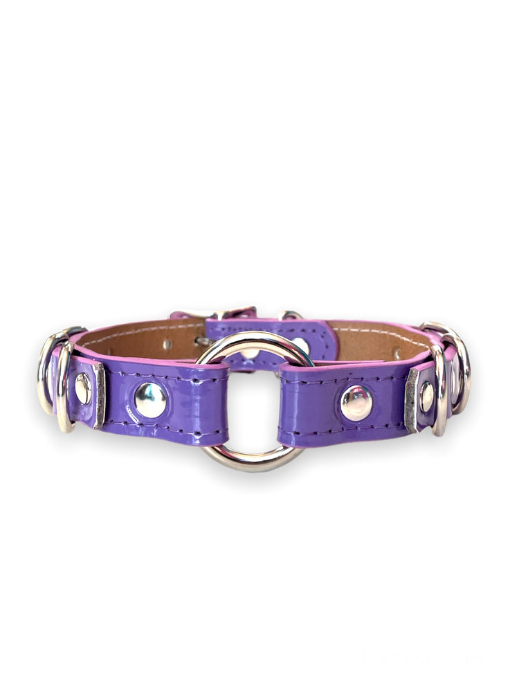 
            
                Load image into Gallery viewer, FUNK PLUS PURPLE VINYL O RING AND D RING CHOKER STITCHED
            
        