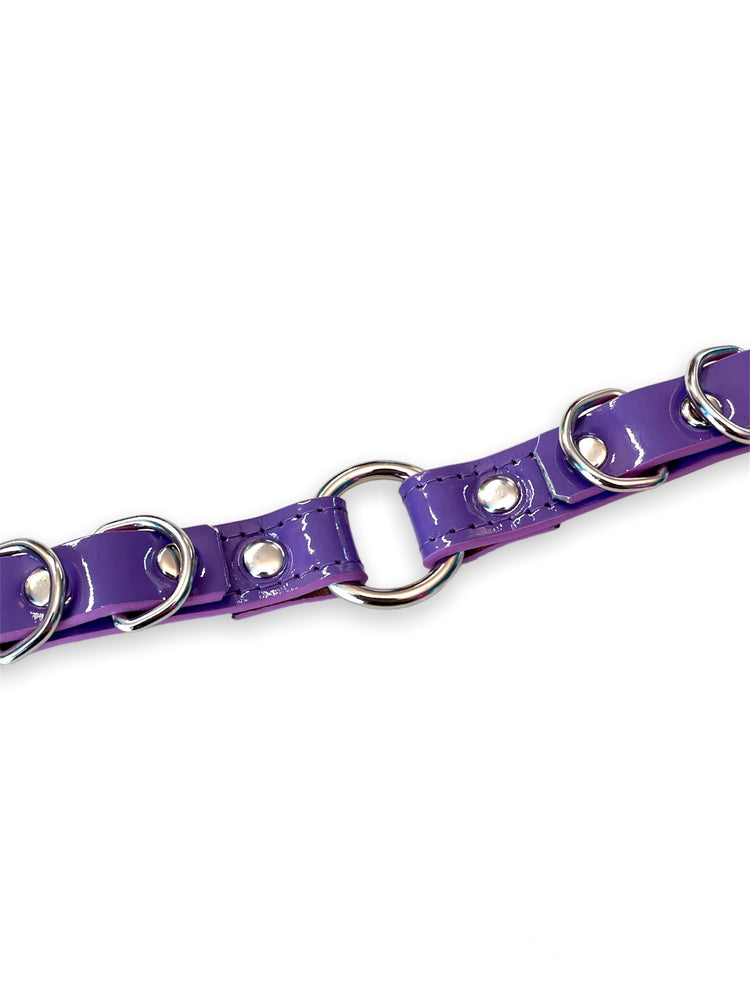 FUNK PLUS PURPLE VINYL O RING AND D RING CHOKER STITCHED