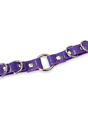 FUNK PLUS PURPLE VINYL O RING AND D RING CHOKER STITCHED