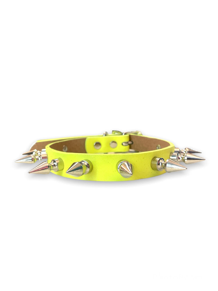 FUNK PLUS MIDI SPIKE CHOKER VEGAN NEON YELLOW CK149