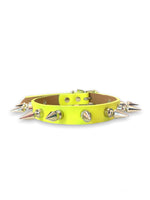 FUNK PLUS MIDI SPIKE CHOKER VEGAN NEON YELLOW CK149